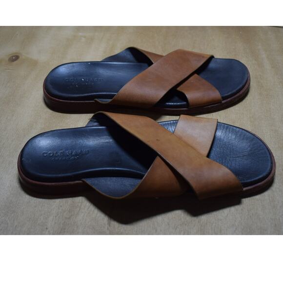 Cole Haan Grand.OS Tan Leather Crossover Sandals Men’s Size 13 main image 4